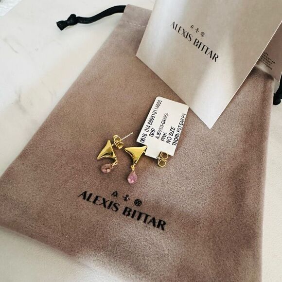 Alexas Bittar Asterales Thorn 14K Goldplated & Pink Tourmaline Drop Earrings NWT - Picture 6 of 16